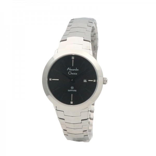 Alexandre Christie AC 8568 Silver Black Lady Sapphire